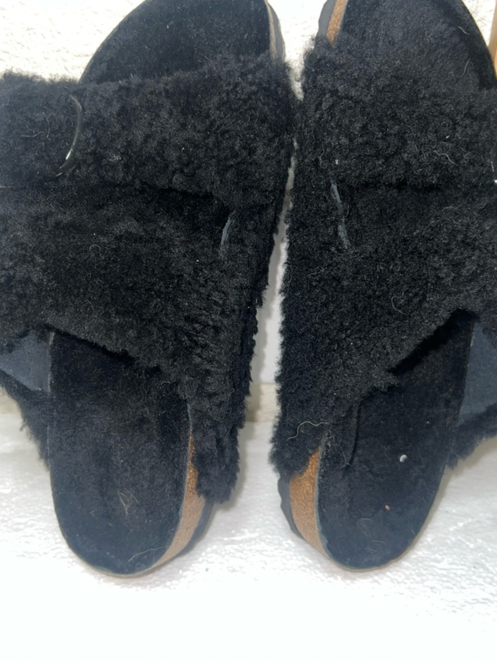 Birkenstock Women's Black Shearling Slide Sandals